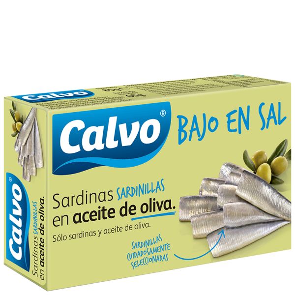 Small sardines in olive oil Calvo low salt 60 g tin