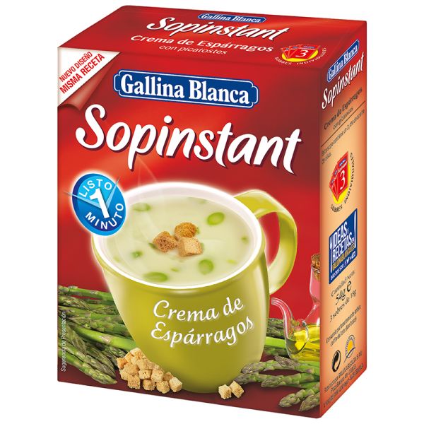 Asparagus cream with croutons Sopinstant Gallina Blanca 3 sachets 57 g