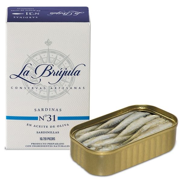 Small sardines in olive oil La Brújula 16/20 pieces 115 g tin