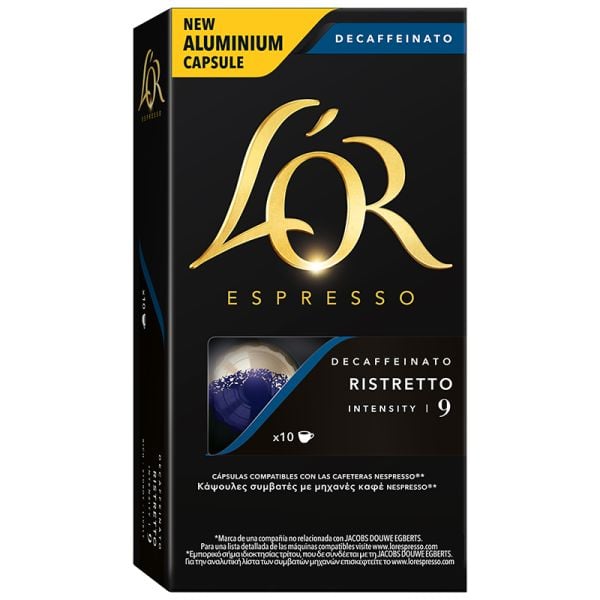 Decaffeinated Espresso Ristretto coffee capsules L'Or nespresso system 10 units