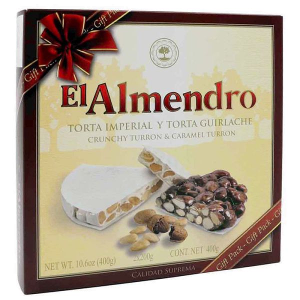 Crunchy turron & caramel turron - gift pack El Almendro 400 g