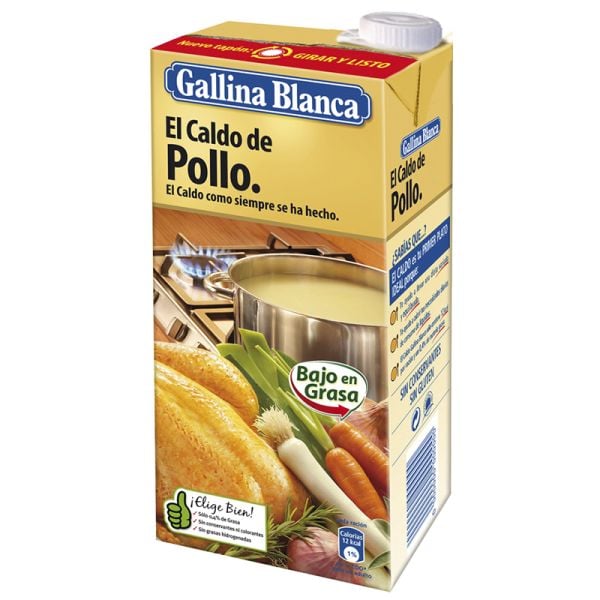 Homemade style chicken broth Gallina Blanca 100% natural gluten free 1 l brik
