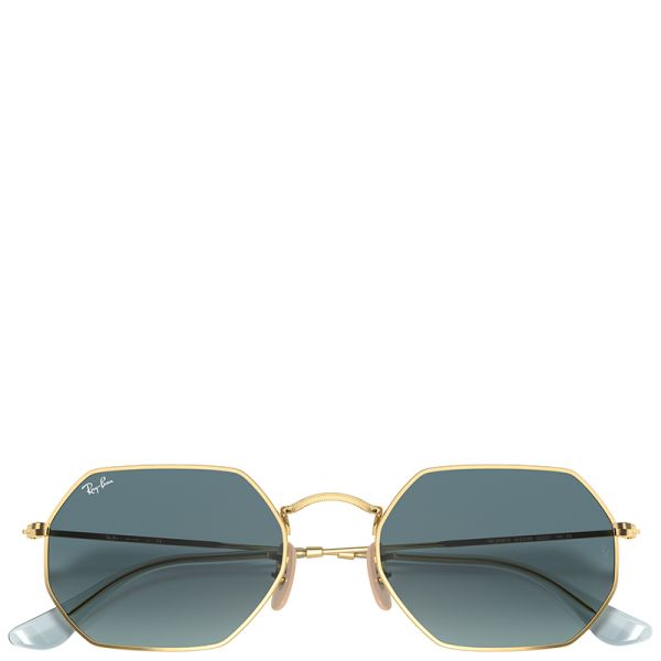 Ray-Ban Octagonal Classic arista gold frame blue lenses 53-21 sunglasses