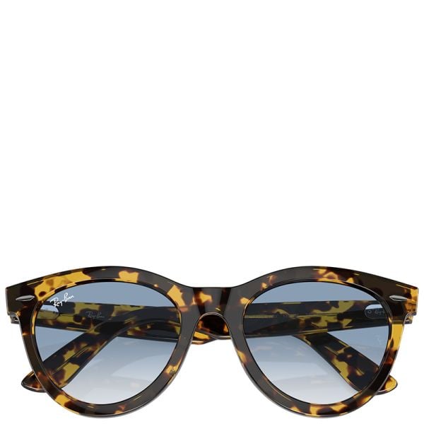 Ray-Ban Wayfarer Way yellow havana frame blue lenses 51-21 sunglasses