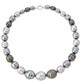 Majorica Divina Colection Necklace Juno silver, 10/22 mm multicolor barroque pearl