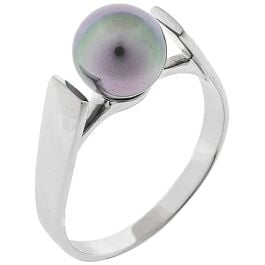 Majorica Nuada 7mm gray pearl ring size 15