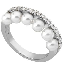 Majorica Exquisite pearls and zirconias ring size 17