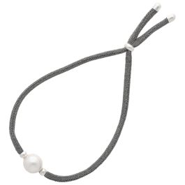 Majorica Sifnos 16595.01.2.000.010.1 bracelet with 8 mm white pearl dark grey bracelet