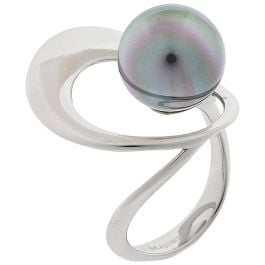 Majorica Petra 12 mm gray pearl silver ring size 15