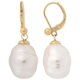 Majorica Ágora 12 mm baroque pearl short golden earrings