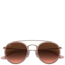 Ray-Ban Round Double Bridge copper frame brown lenses 51-22 sunglasses