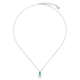 Majorica Selene silver necklace with pearl and emerald green zirconia 17270.01.2.N42.530.1