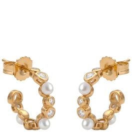 Majorica Nova Gold-plated silver with pearls and zirconia hoop earrings
