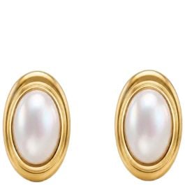 Majorica Gold-plated silver with 14 mm oval pearl earrings
