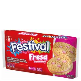 Strawberry flavored cream sandwich cookies Festival 415 g package